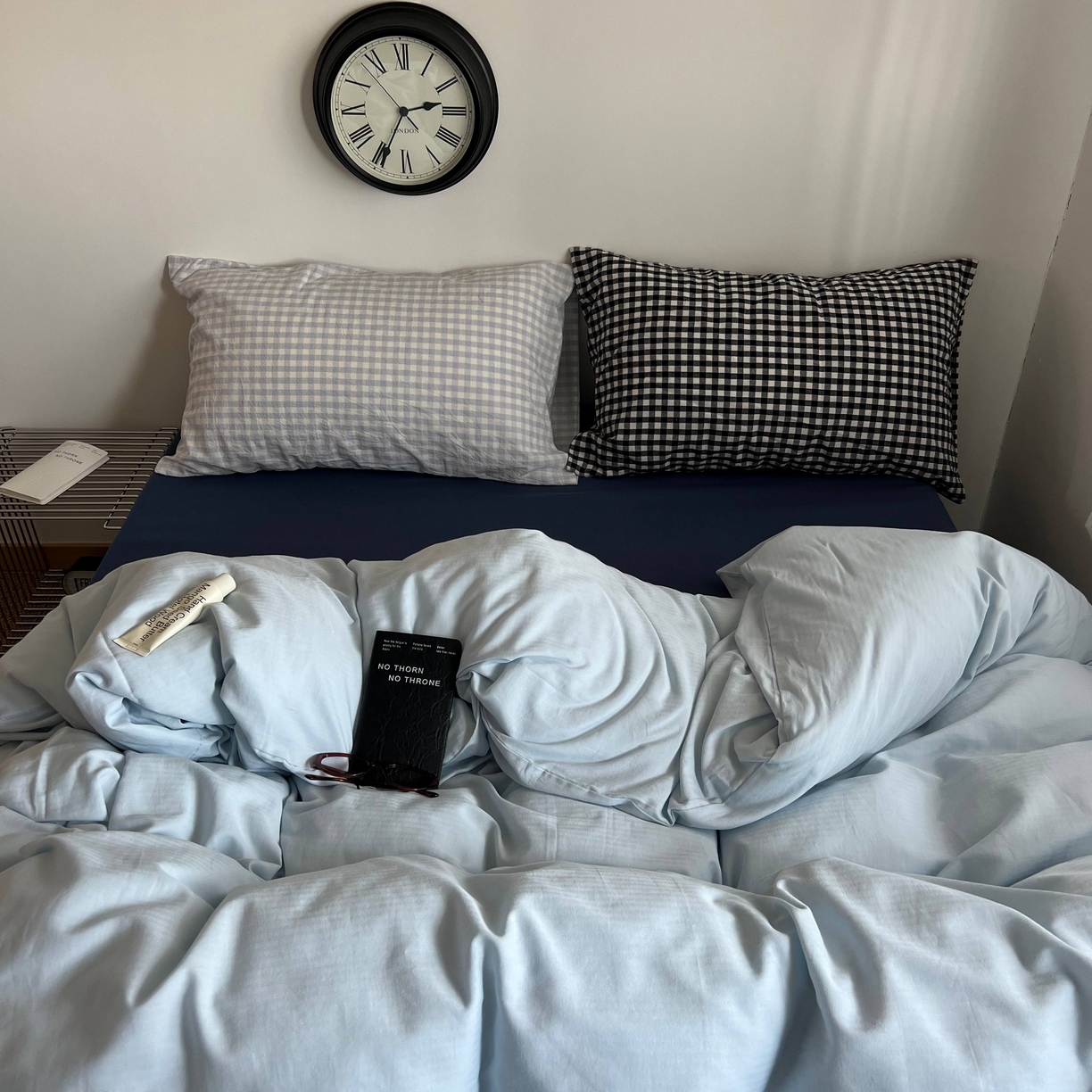 91家纺网 家纺一手货源 找家纺 蜜宿 2025新款全棉纯棉人字纹四件套-梦幻星海 梦幻星海（蓝小格混搭黑小格）