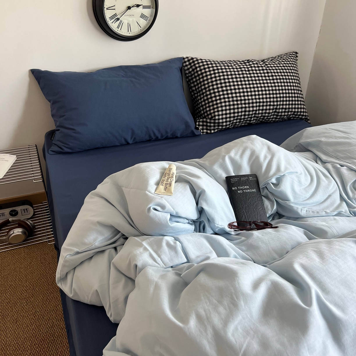 91家纺网 家纺一手货源 找家纺 蜜宿 2025新款全棉纯棉人字纹四件套-梦幻星海 梦幻星海（深蓝混搭黑小格）