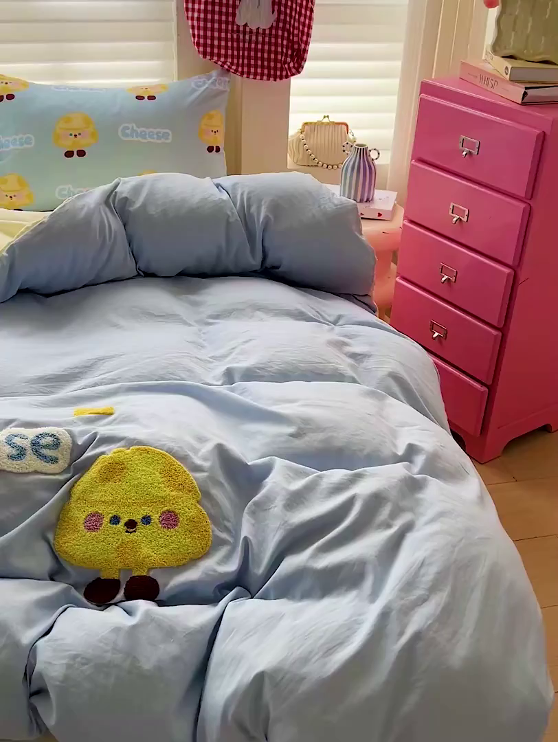 91家纺网 家纺一手货源 找家纺 海岛哥哥 2025新款大版毛巾绣四件套 芝士奶酪