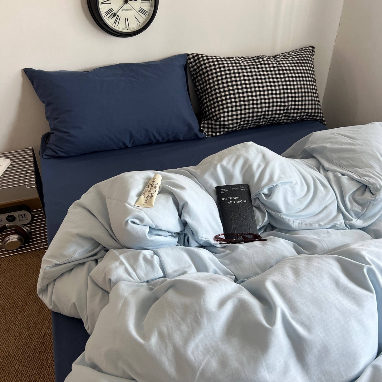 91家纺网 家纺一手货源 找家纺 蜜宿 2025新款全棉纯棉人字纹四件套-梦幻星海 梦幻星海（深蓝混搭黑小格）