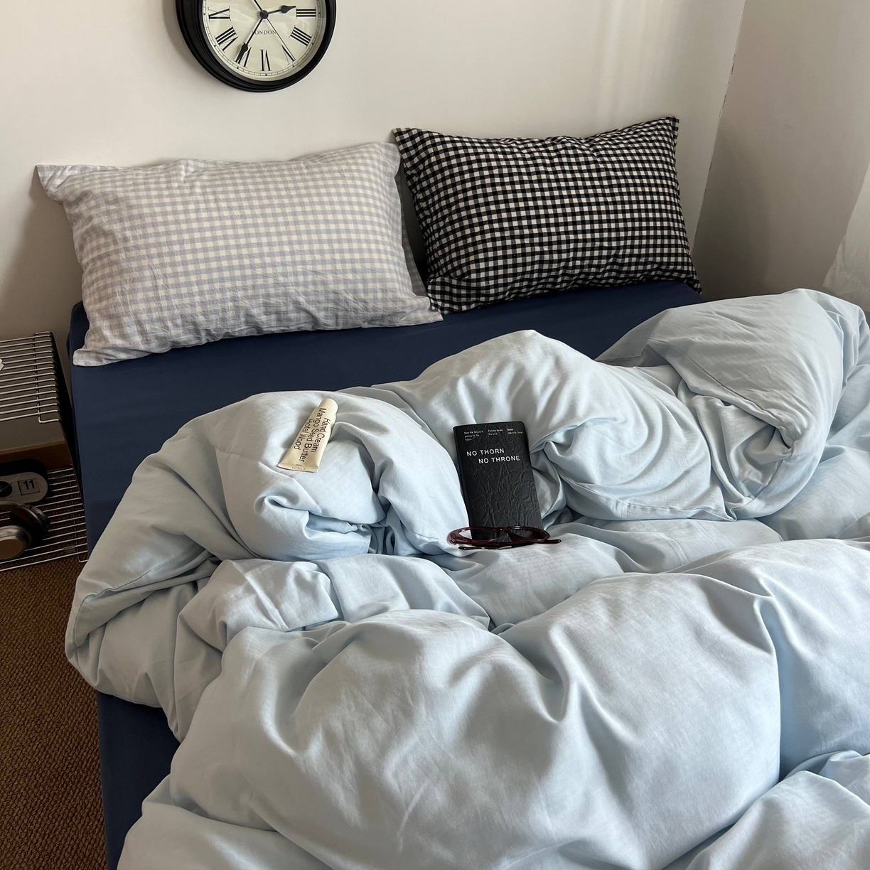 91家纺网 家纺一手货源 找家纺 蜜宿 2025新款全棉纯棉人字纹四件套-梦幻星海 梦幻星海（蓝小格混搭黑小格）