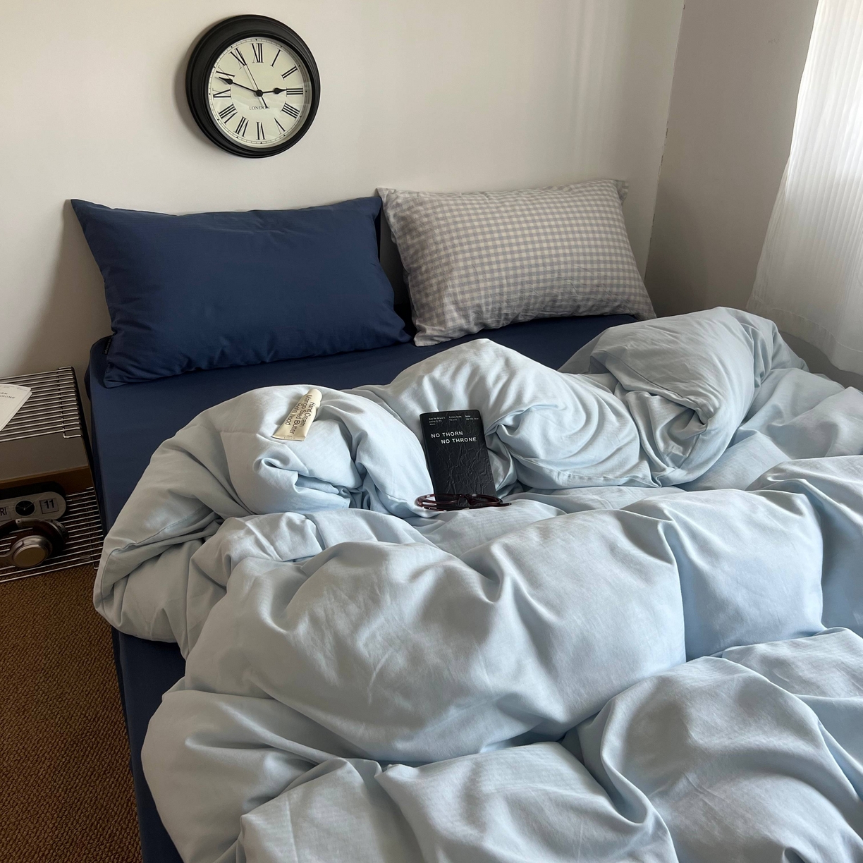 91家纺网 家纺一手货源 找家纺 蜜宿 2025新款全棉纯棉人字纹四件套-梦幻星海 梦幻星海（深蓝混搭蓝小格）