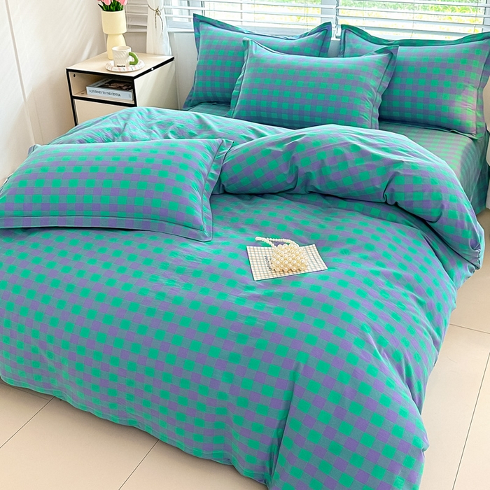 91家纺网 家纺一手货源 找家纺 侯先生家纺 2025新款全棉色织四件套纯棉被套床单四季款格子三件套 绿野仙踪小格