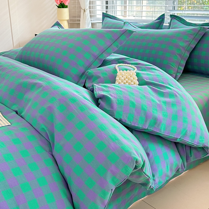 91家纺网 家纺一手货源 找家纺 侯先生家纺 2025新款全棉色织四件套纯棉被套床单四季款格子三件套 绿野仙踪小格