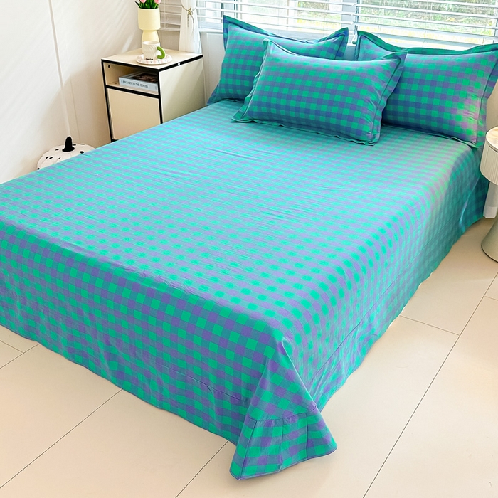 91家纺网 家纺一手货源 找家纺 侯先生家纺 2025新款全棉色织四件套纯棉被套床单四季款格子三件套 绿野仙踪小格