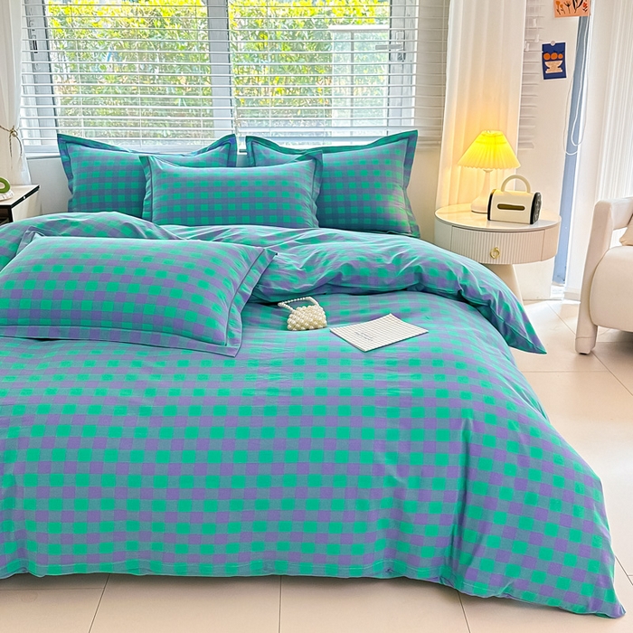 91家纺网 家纺一手货源 找家纺 侯先生家纺 2025新款全棉色织四件套纯棉被套床单四季款格子三件套 绿野仙踪小格