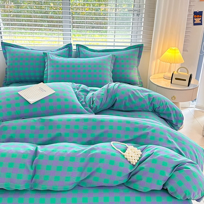 91家纺网 家纺一手货源 找家纺 侯先生家纺 2025新款全棉色织四件套纯棉被套床单四季款格子三件套 绿野仙踪小格