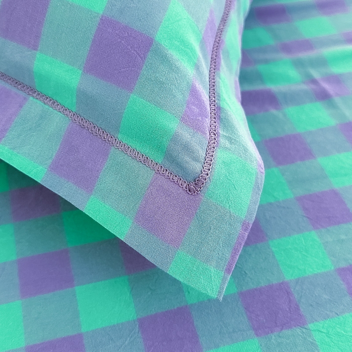 91家纺网 家纺一手货源 找家纺 侯先生家纺 2025新款全棉色织四件套纯棉被套床单四季款格子三件套 绿野仙踪小格