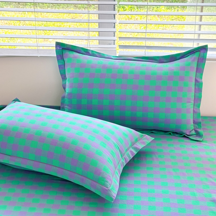 91家纺网 家纺一手货源 找家纺 侯先生家纺 2025新款全棉色织四件套纯棉被套床单四季款格子三件套 绿野仙踪小格