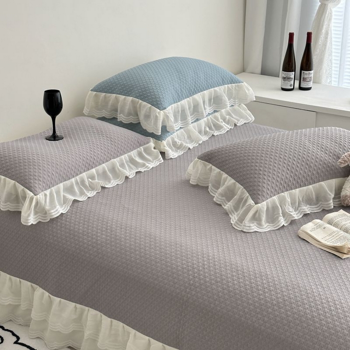 91家纺网 家纺一手货源 找家纺 佰织鑫家居 2025新款A类PE凉感豆复合凉豆豆软凉席三件套 烟熏灰