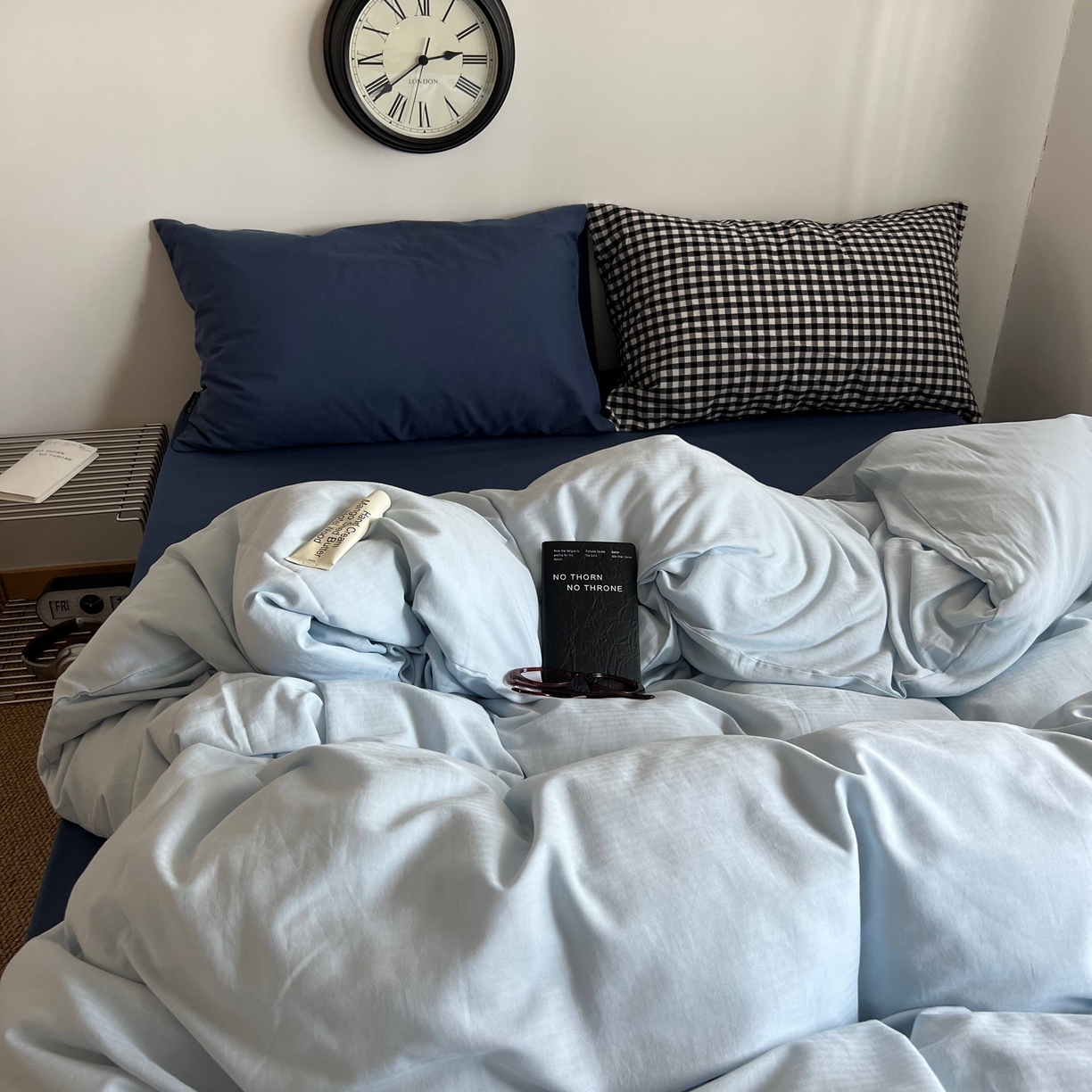 91家纺网 家纺一手货源 找家纺 蜜宿 2025新款全棉纯棉人字纹四件套-梦幻星海 梦幻星海（深蓝混搭黑小格）