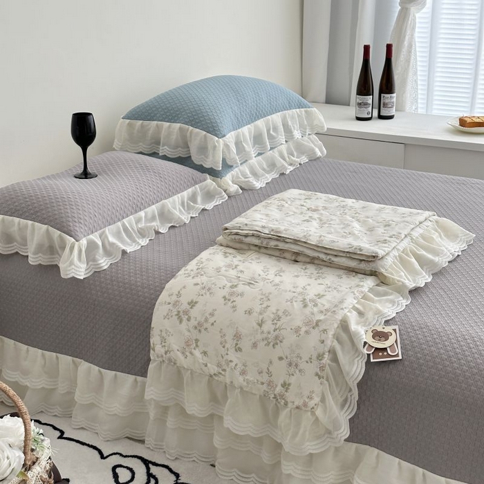 91家纺网 家纺一手货源 找家纺 佰织鑫家居 2025新款A类PE凉感豆复合凉豆豆软凉席三件套 留白