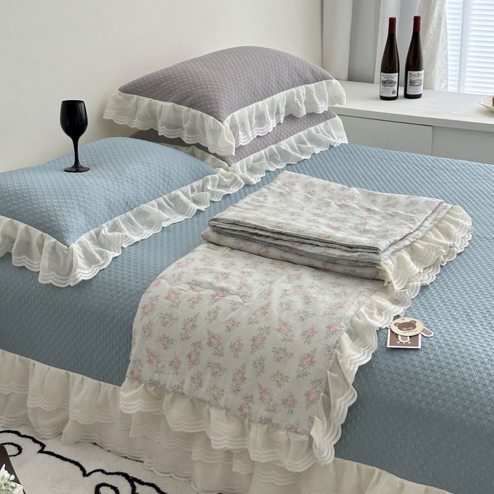 91家纺网 家纺一手货源 找家纺 佰织鑫家居 2025新款A类PE凉感豆复合凉豆豆软凉席三件套 盎然