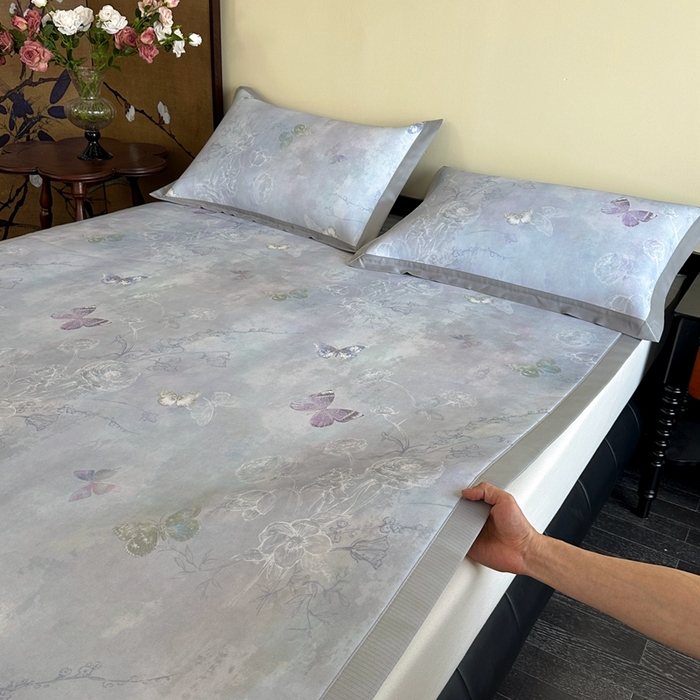 91家纺网 家纺一手货源 找家纺 （总）禧禾 2025新款超细旦锦纶冷凝印花凉席席子