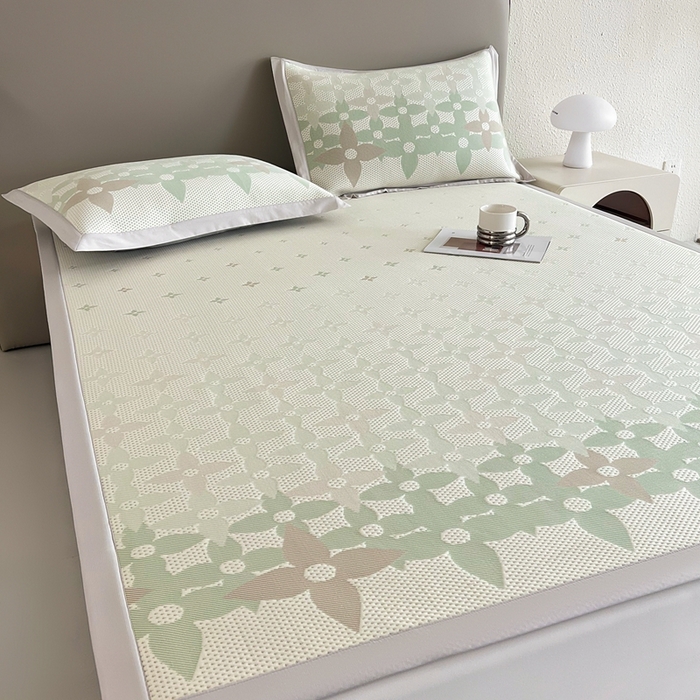 91家纺网 家纺一手货源 找家纺 禧禾 2025新款PE高分子A类泡小豆色织提花提花凉席三件套-蒂梵朵 蒂梵朵-浅绿