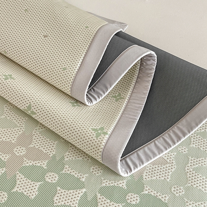 91家纺网 家纺一手货源 找家纺 禧禾 2025新款PE高分子A类泡小豆色织提花提花凉席三件套-蒂梵朵 蒂梵朵-浅绿