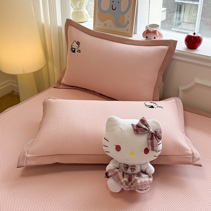 91家纺网 家纺一手货源 找家纺 （总）蓝邻家纺 2025年新款PE提花正版三丽鸥刺绣凉席系列-场景二