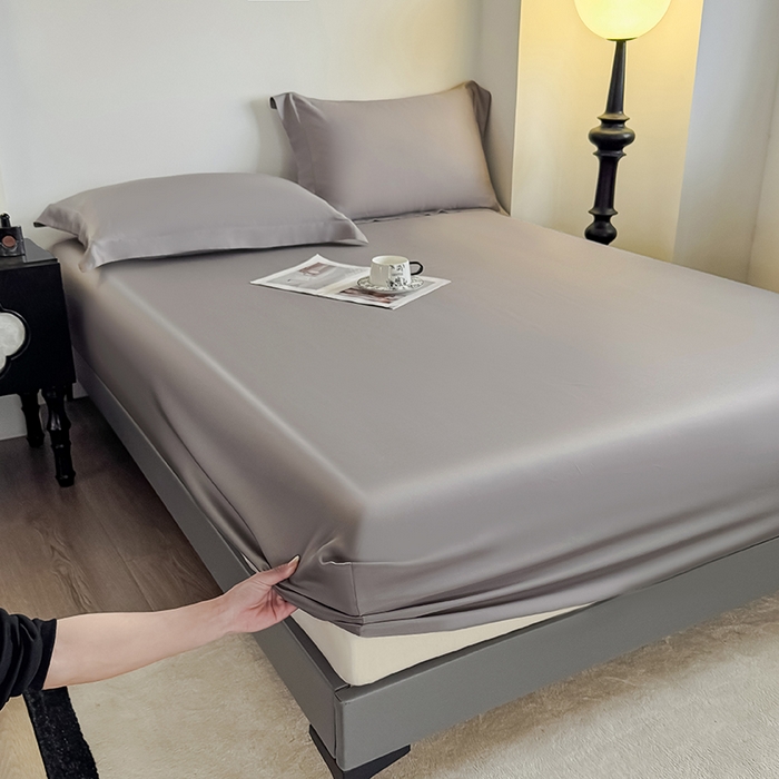 91家纺网 家纺一手货源 找家纺 （总）金喜 2025新款LF级60支莱赛尔天丝床笠三件套纯色天丝床笠