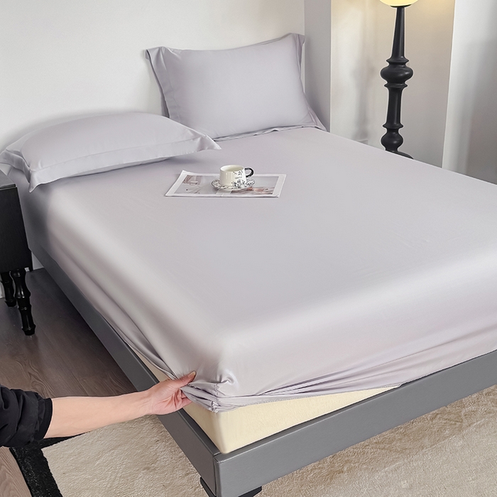 91家纺网 家纺一手货源 找家纺 （总）金喜 2025新款LF级60支莱赛尔天丝床笠三件套纯色天丝床笠