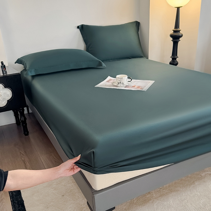 91家纺网 家纺一手货源 找家纺 （总）金喜 2025新款LF级60支莱赛尔天丝床笠三件套纯色天丝床笠