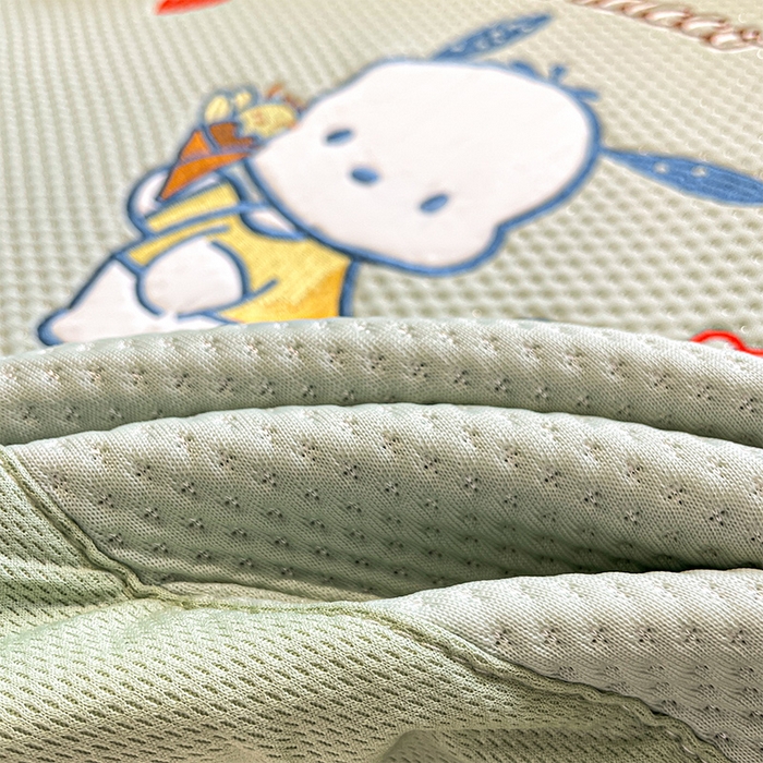 91家纺网 家纺一手货源 找家纺 蓝邻家纺 2025年新款PE提花正版三丽鸥刺绣凉席系列-场景一 爱心帕恰狗