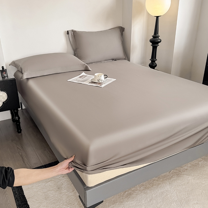 91家纺网 家纺一手货源 找家纺 （总）金喜 2025新款LF级60支莱赛尔天丝床笠三件套纯色天丝床笠