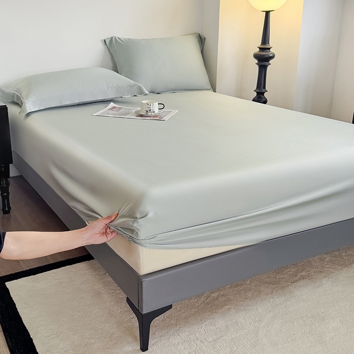 91家纺网 家纺一手货源 找家纺 （总）金喜 2025新款LF级60支莱赛尔天丝床笠三件套纯色天丝床笠