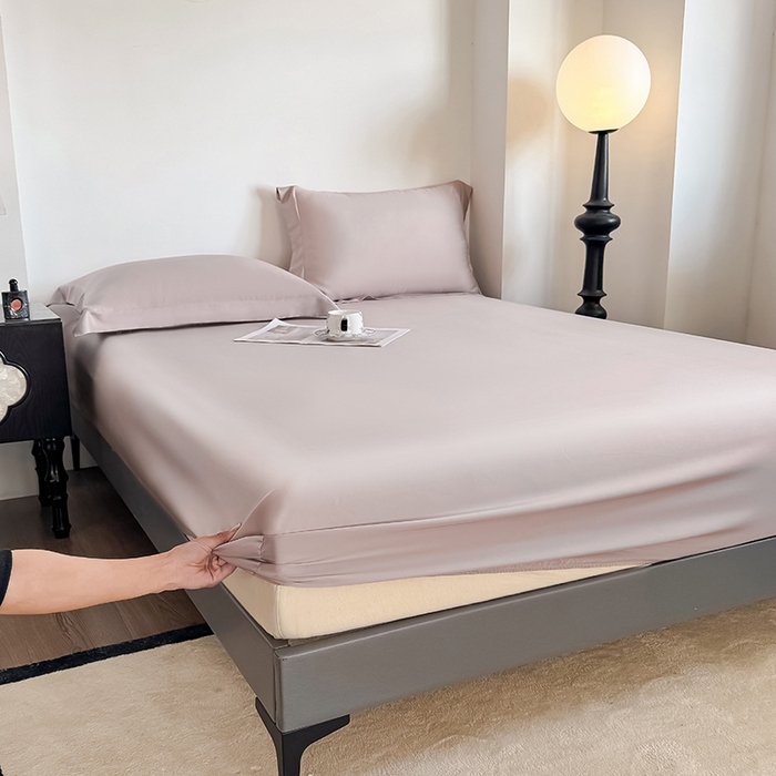 金喜 2025新款LF级60支莱赛尔天丝床笠三件套纯色天丝床笠 冰莓粉