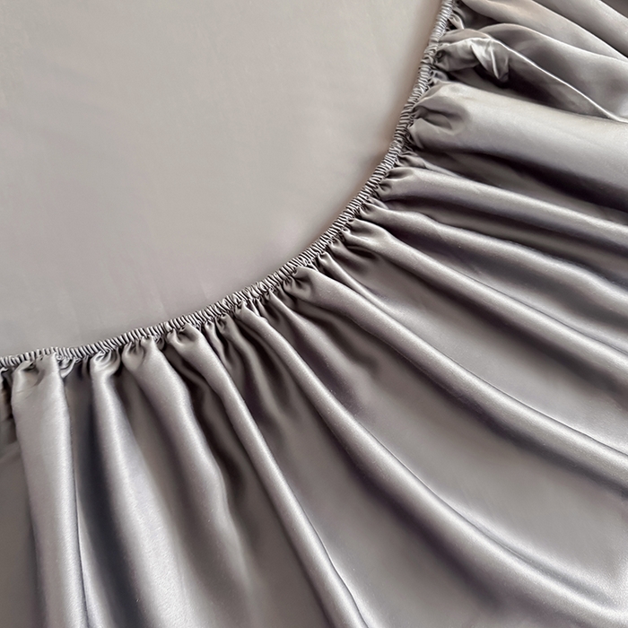 91家纺网 家纺一手货源 找家纺 金喜 2025新款LF级60支莱赛尔天丝床笠三件套纯色天丝床笠 都市灰