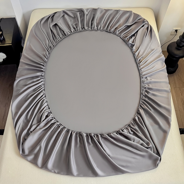 91家纺网 家纺一手货源 找家纺 金喜 2025新款LF级60支莱赛尔天丝床笠三件套纯色天丝床笠 都市灰