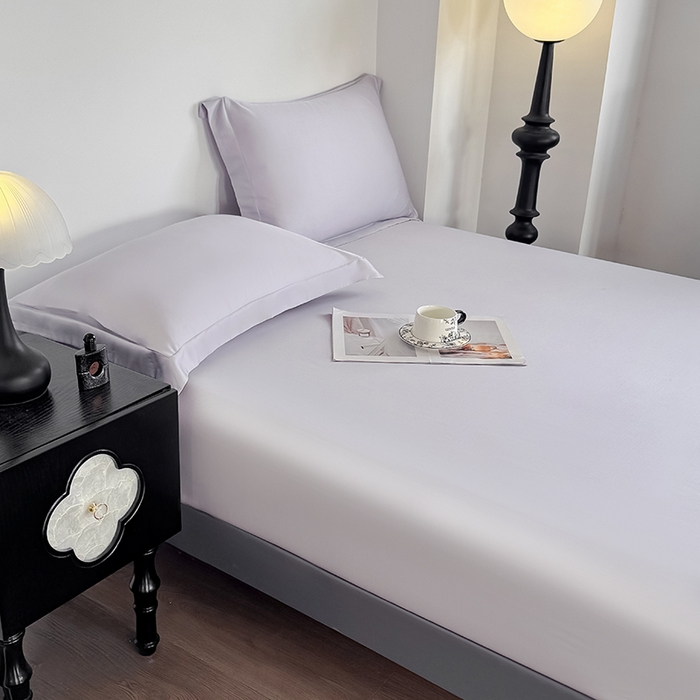 91家纺网 家纺一手货源 找家纺 金喜 2025新款LF级60支莱赛尔天丝床笠三件套纯色天丝床笠 灰紫