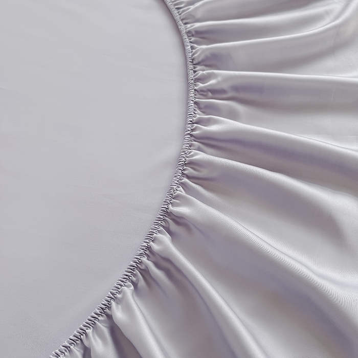 91家纺网 家纺一手货源 找家纺 金喜 2025新款LF级60支莱赛尔天丝床笠三件套纯色天丝床笠 灰紫