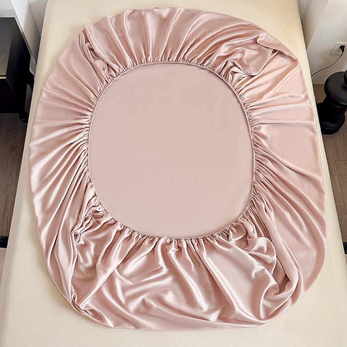 91家纺网 家纺一手货源 找家纺 金喜 2025新款LF级60支莱赛尔天丝床笠三件套纯色天丝床笠 焦糖粉