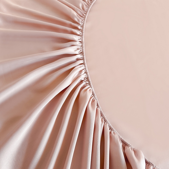 91家纺网 家纺一手货源 找家纺 金喜 2025新款LF级60支莱赛尔天丝床笠三件套纯色天丝床笠 焦糖粉