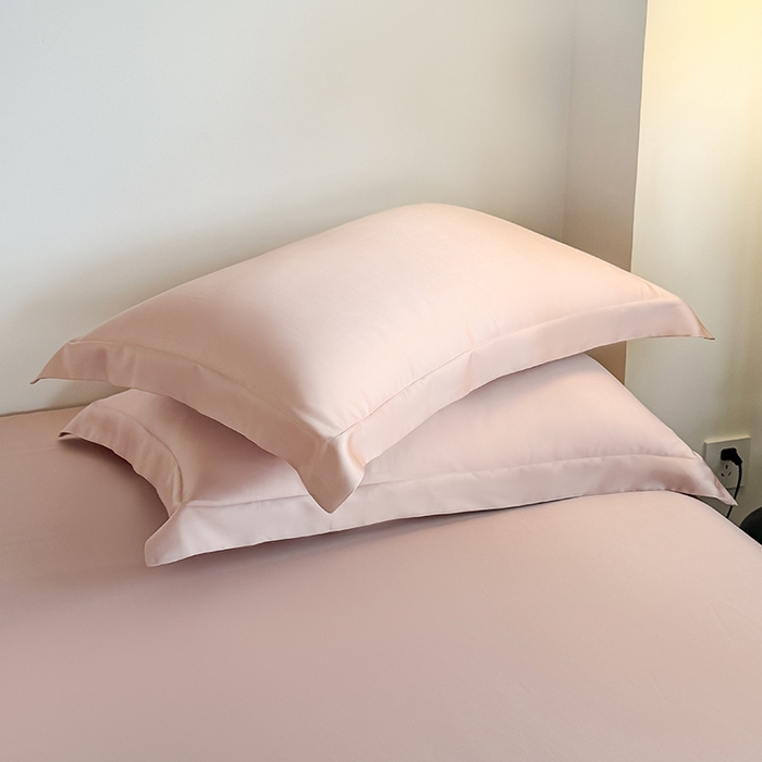 91家纺网 家纺一手货源 找家纺 金喜 2025新款LF级60支莱赛尔天丝床笠三件套纯色天丝床笠 焦糖粉