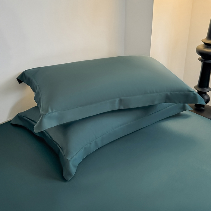 91家纺网 家纺一手货源 找家纺 金喜 2025新款LF级60支莱赛尔天丝床笠三件套纯色天丝床笠 曼岛绿