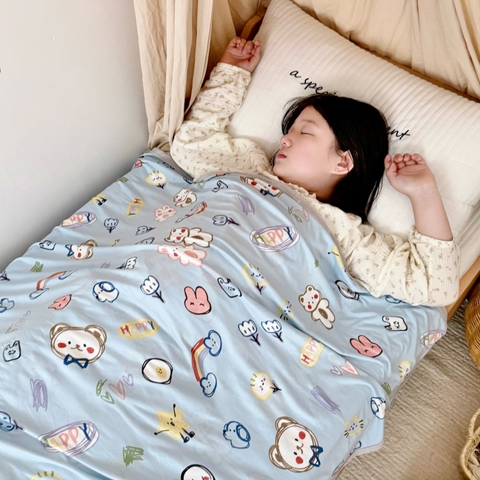 91家纺网 家纺一手货源 找家纺 星期八 2025新款婴儿裸睡级冰丝毯凉感毯 简笔画