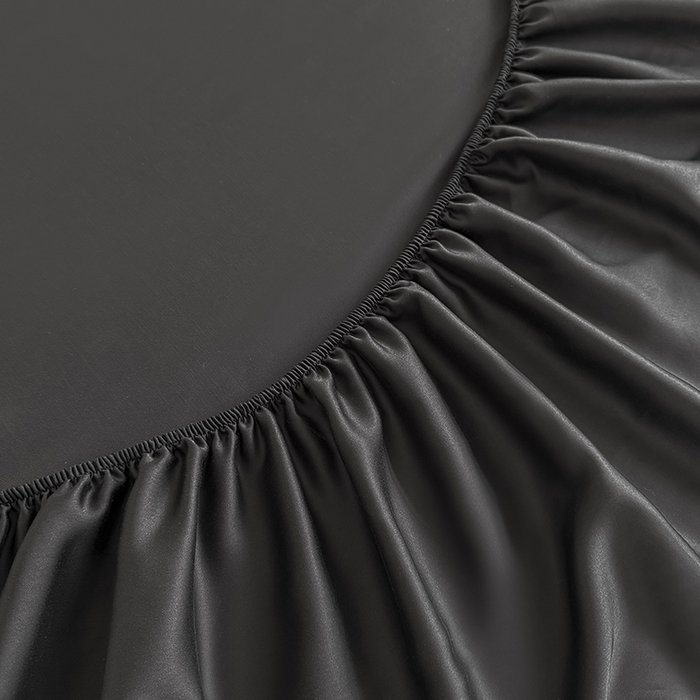 91家纺网 家纺一手货源 找家纺 金喜 2025新款LF级60支莱赛尔天丝床笠三件套纯色天丝床笠 乌木黑