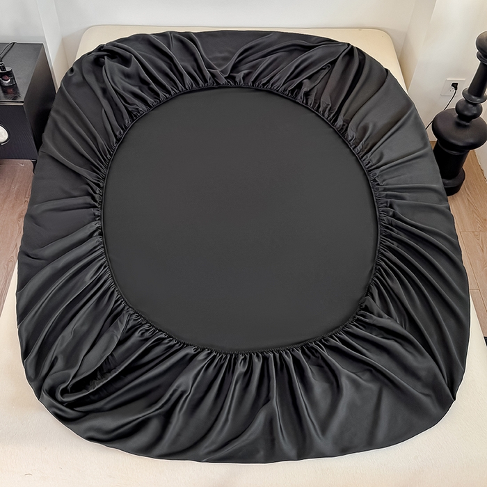 91家纺网 家纺一手货源 找家纺 金喜 2025新款LF级60支莱赛尔天丝床笠三件套纯色天丝床笠 乌木黑