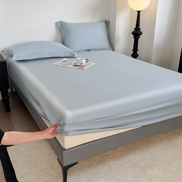 金喜 2025新款LF级60支莱赛尔天丝床笠三件套纯色天丝床笠 雾兰