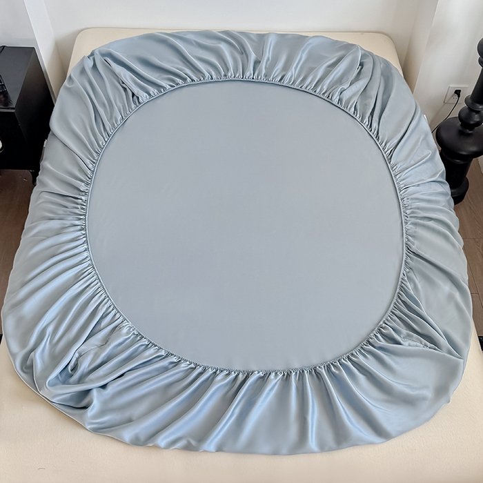 91家纺网 家纺一手货源 找家纺 金喜 2025新款LF级60支莱赛尔天丝床笠三件套纯色天丝床笠 雾兰