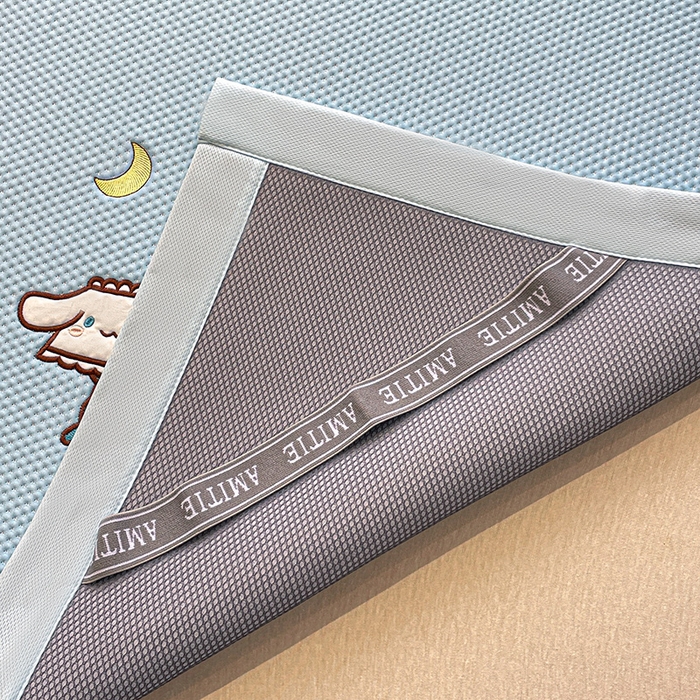 91家纺网 家纺一手货源 找家纺 蓝邻家纺 2025年新款PE提花正版三丽鸥刺绣凉席系列-场景一 熊仔玉桂狗