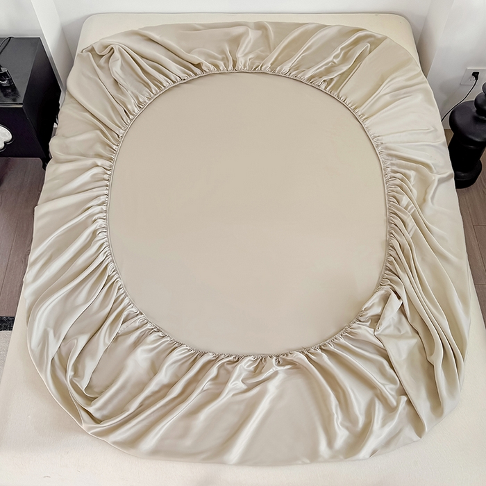 91家纺网 家纺一手货源 找家纺 金喜 2025新款LF级60支莱赛尔天丝床笠三件套纯色天丝床笠 原色