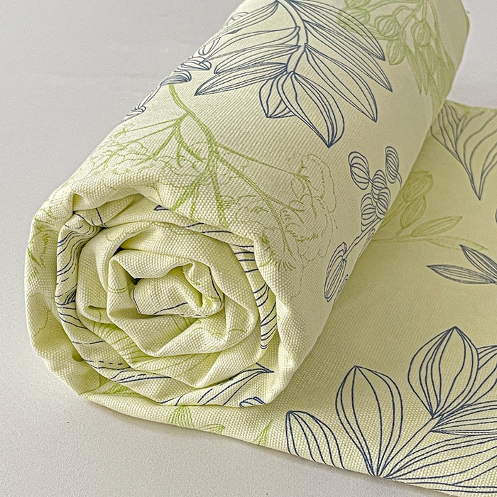 91家纺网 家纺一手货源 找家纺 忆生活家纺 2025新款全棉纯棉老粗布印花床单三件套 繁花-绿