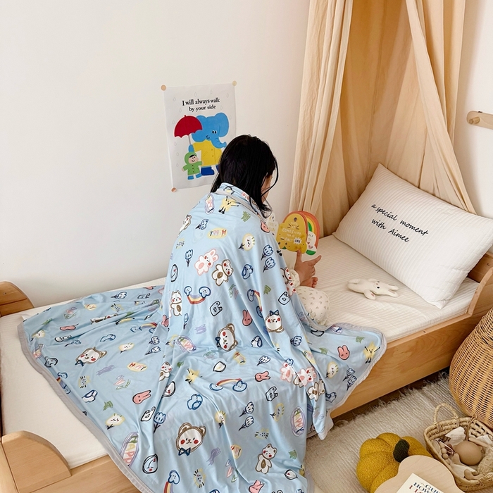 91家纺网 家纺一手货源 找家纺 星期八 2025新款婴儿裸睡级冰丝毯凉感毯 简笔画