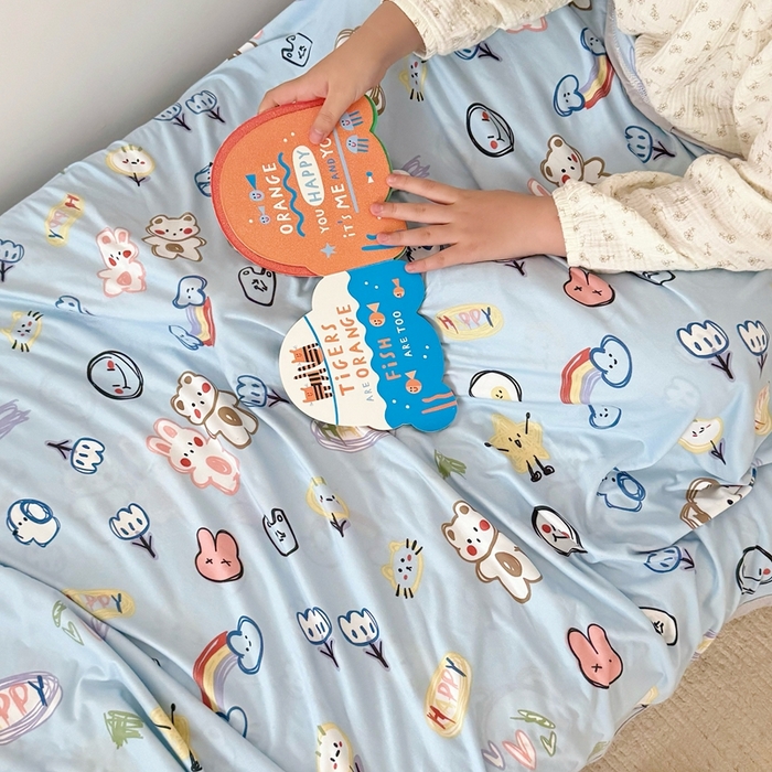 91家纺网 家纺一手货源 找家纺 星期八 2025新款婴儿裸睡级冰丝毯凉感毯 简笔画