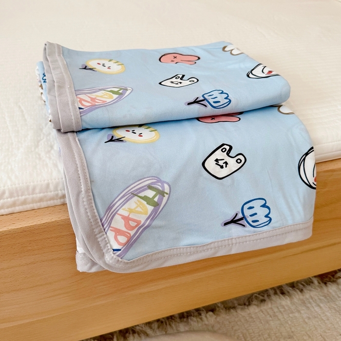 91家纺网 家纺一手货源 找家纺 星期八 2025新款婴儿裸睡级冰丝毯凉感毯 简笔画