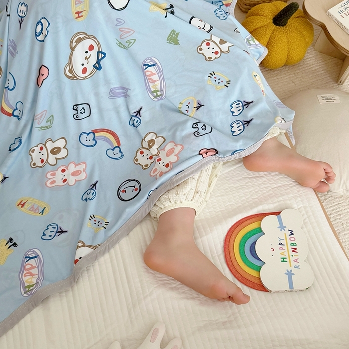 91家纺网 家纺一手货源 找家纺 星期八 2025新款婴儿裸睡级冰丝毯凉感毯 简笔画