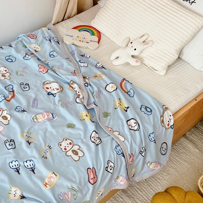 91家纺网 家纺一手货源 找家纺 星期八 2025新款婴儿裸睡级冰丝毯凉感毯 简笔画