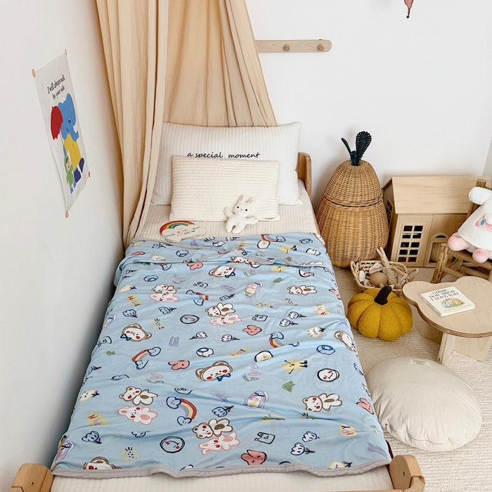 91家纺网 家纺一手货源 找家纺 星期八 2025新款婴儿裸睡级冰丝毯凉感毯 简笔画